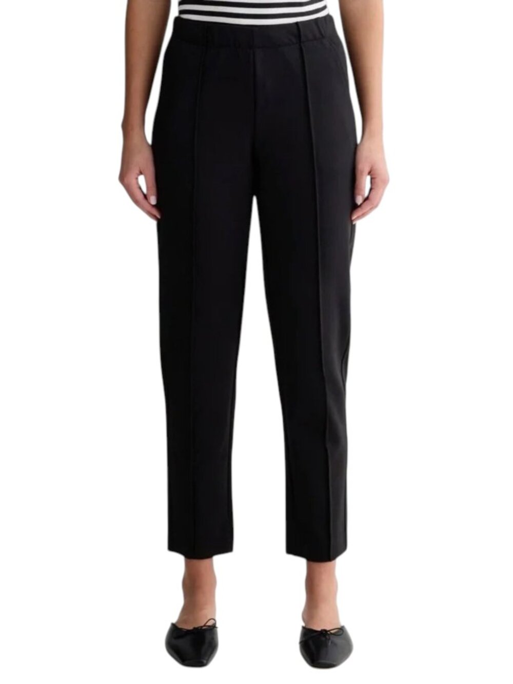 Everlane The Dream Pant Black Tapered Pull-On Pintuck Small Soft Stretch